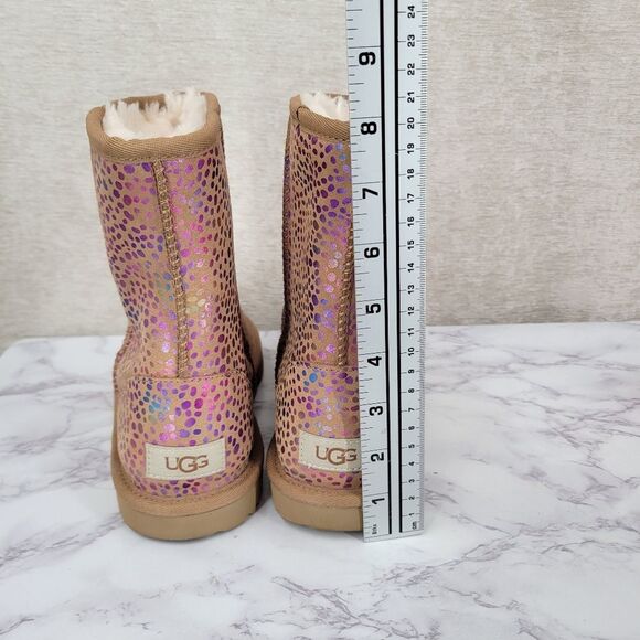 Ugg Classic Pink Metallic Spots Chesnut Sparkle Boots Women's Size 6 - Picture 13 of 16